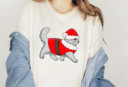 Christmas Cats Printed Sweatshirt | Cat Mum Sweater | Meowy Christmas Sweater | Cat Christmas Gift | Funny Cat Hoodie | Long Sleeved