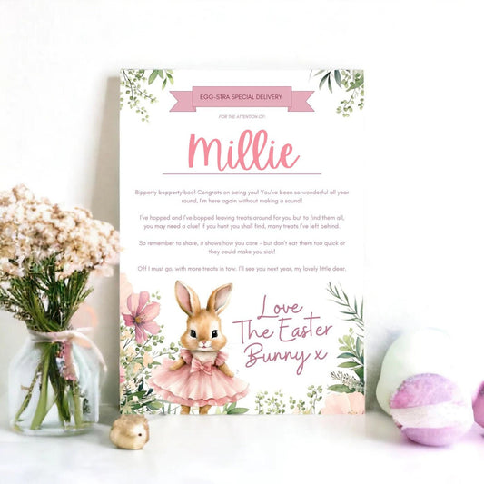 Personalised Letter From Easter Bunny | Pink or Blue Easter Bunny | Easter Egg Activity | Official from The Desk of the Easter Bunny