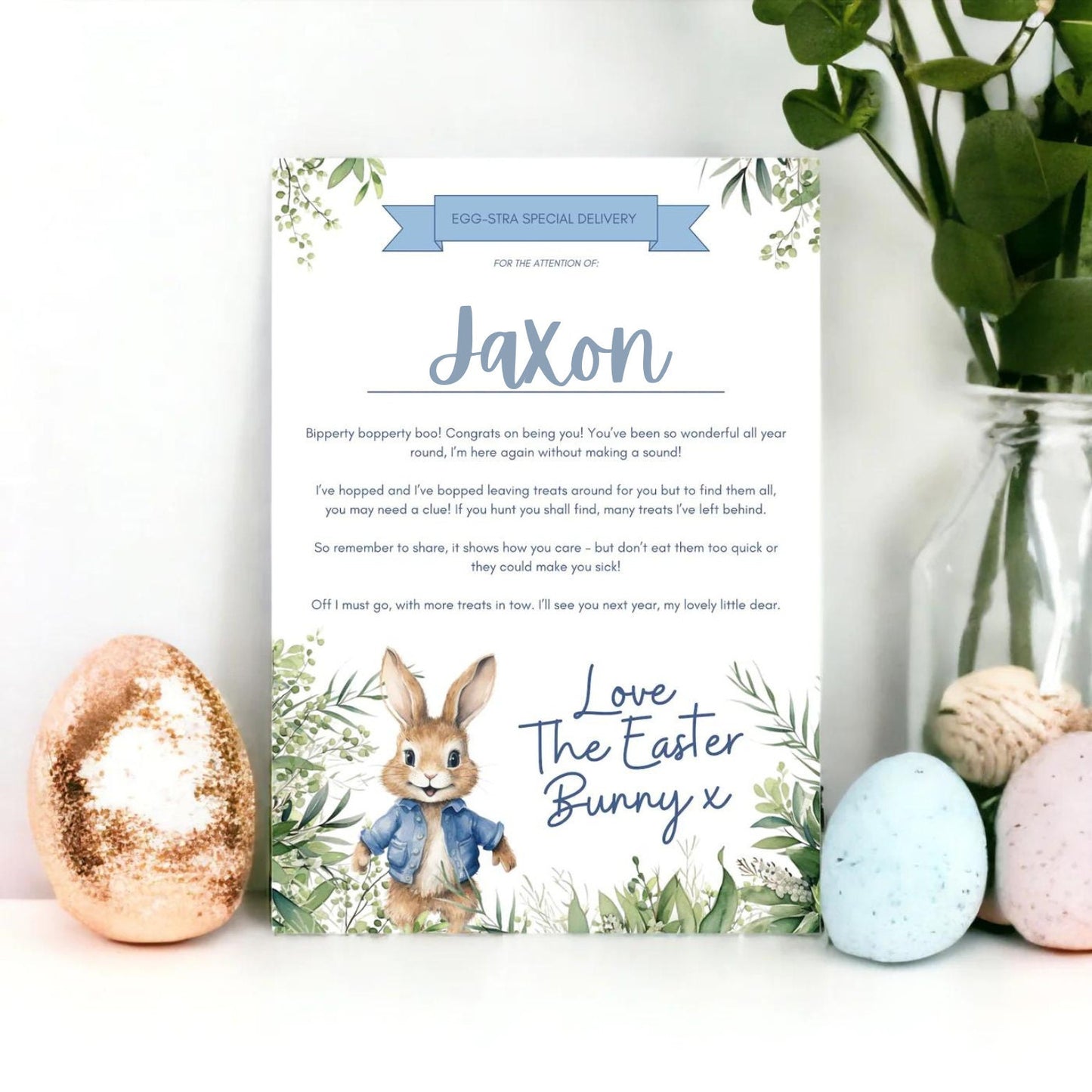 Personalised Letter From Easter Bunny | Pink or Blue Easter Bunny | Easter Egg Activity | Official from The Desk of the Easter Bunny