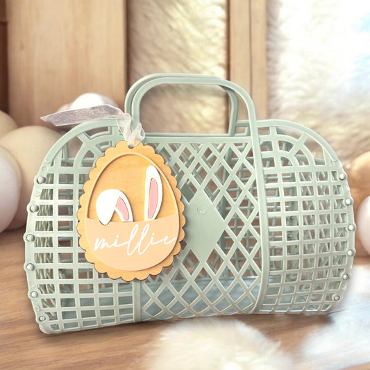 Personalised Bunny Easter Basket - Custom Kids Easter Basket - Easter Gift - Easter Treat Bag - Easter Basket Fillers - Easter Egg Hunt