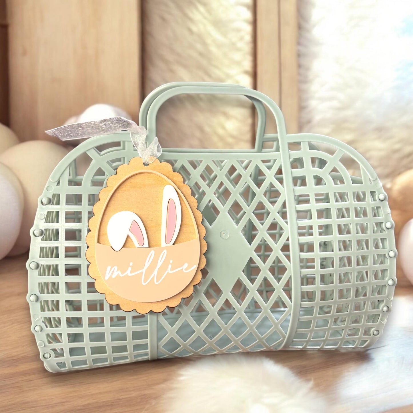 Personalised Bunny Easter Basket - Custom Kids Easter Basket - Easter Gift - Easter Treat Bag - Easter Basket Fillers - Easter Egg Hunt