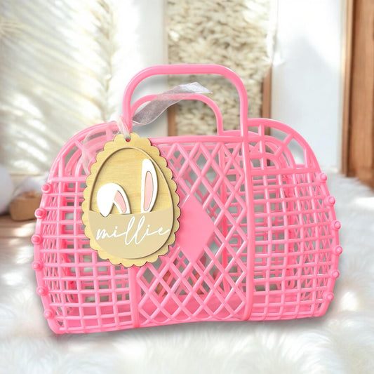 Personalised Bunny Easter Basket - Custom Kids Easter Basket - Easter Gift - Easter Treat Bag - Easter Basket Fillers - Easter Egg Hunt