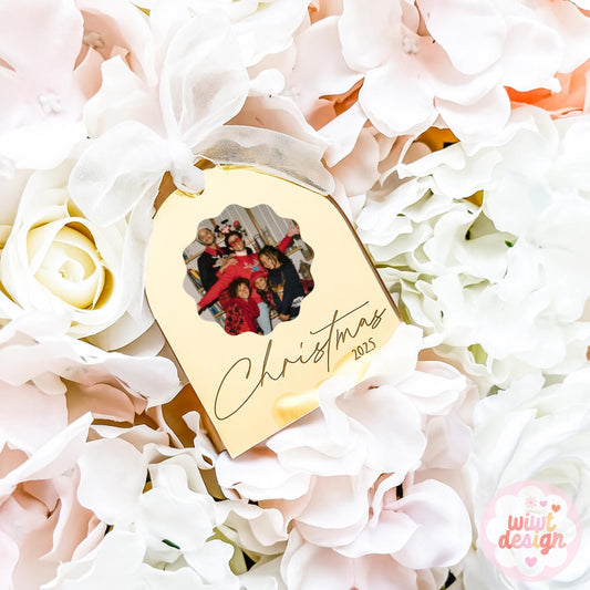 Personalised Photo Christmas Bauble 2025 – Custom Engraved Acrylic Ornament with Ribbon – Mirror, Colour & Pastel Options – UV Printed Keeps