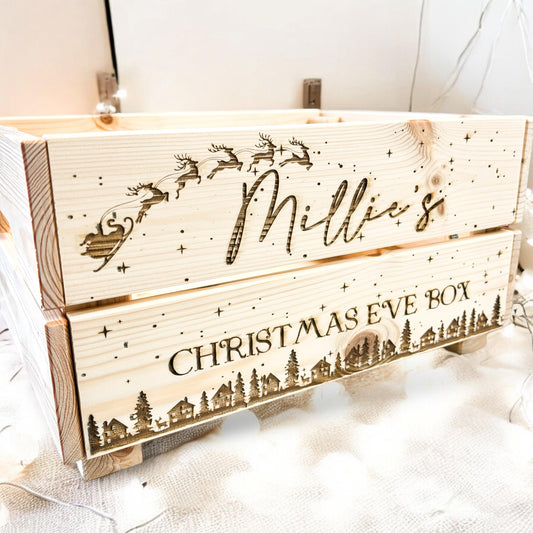 PERSONALISED WOODEN ENGRAVED CHRISTMAS EVE BOX