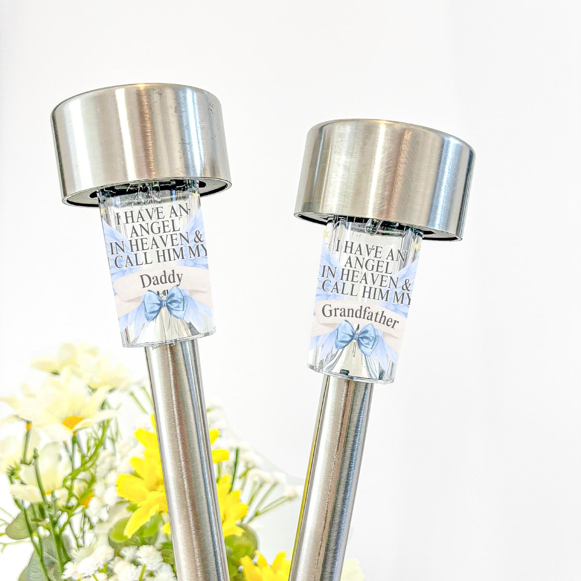 Personalised Memorial Solar Light with Photo | Grave Light for Loved One | Garden Remembrance Gift | Custom Angel Wing Grave Marker