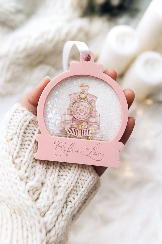 Personalised Glitter Snowglobe Bauble – Shaker Bauble - Baby’s First Christmas Ornament – Custom Name Glitter Keepsake Tree Decoration