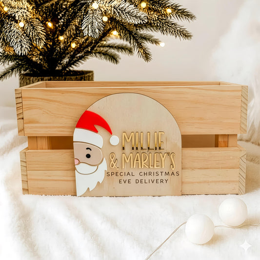 Personalised Christmas Eve Box with Name – Personalised Wooden Santa Box for Kids – Family Holiday Keepsake Crate Gift