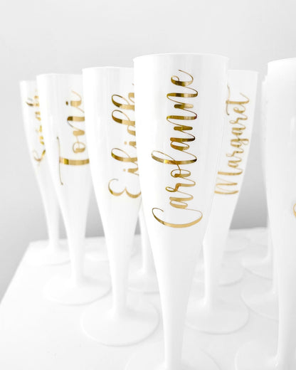 PERSONALISED PLASTIC CHAMPAGNE FLUTES