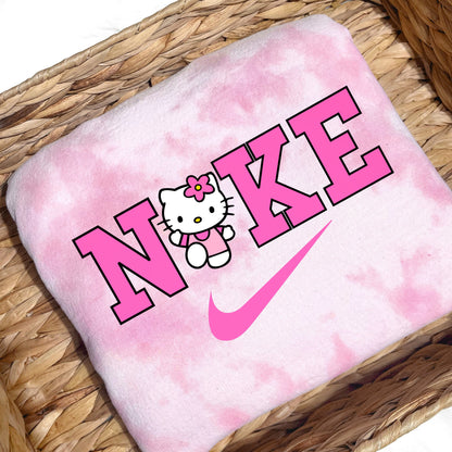 PINK TIE DYE CAT PRINTED CREWNECK/HOODIE