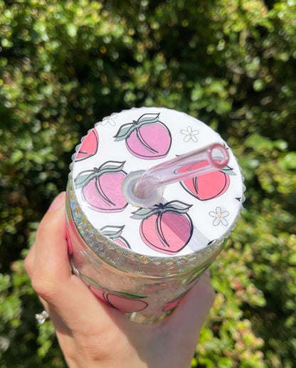 16OZ RHINESTONE FILLED PEACH SNOWGLOBE