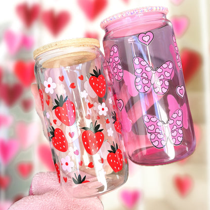 VALENTINE BUTTERFLY 16OZ JELLY GLASS CAN