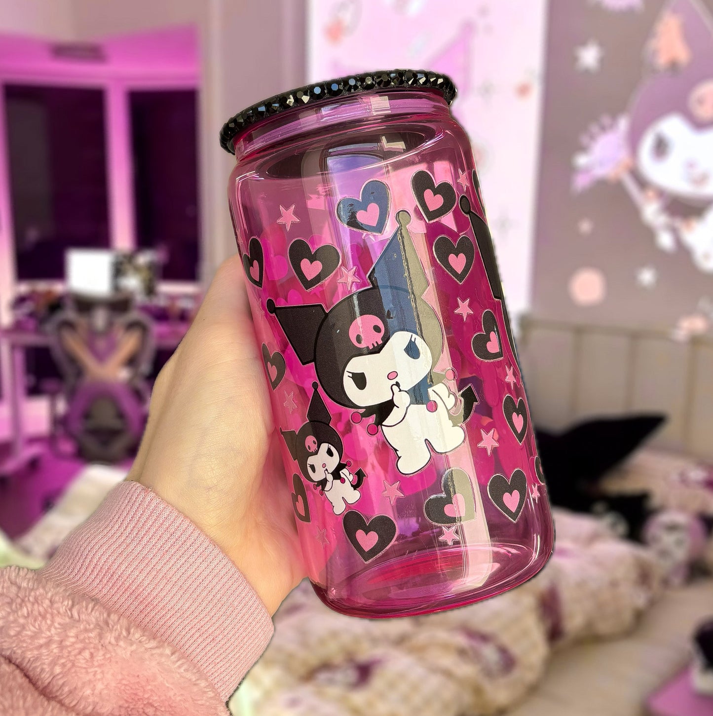 CARTOON VALENTINE 16OZ JELLY GLASS CAN