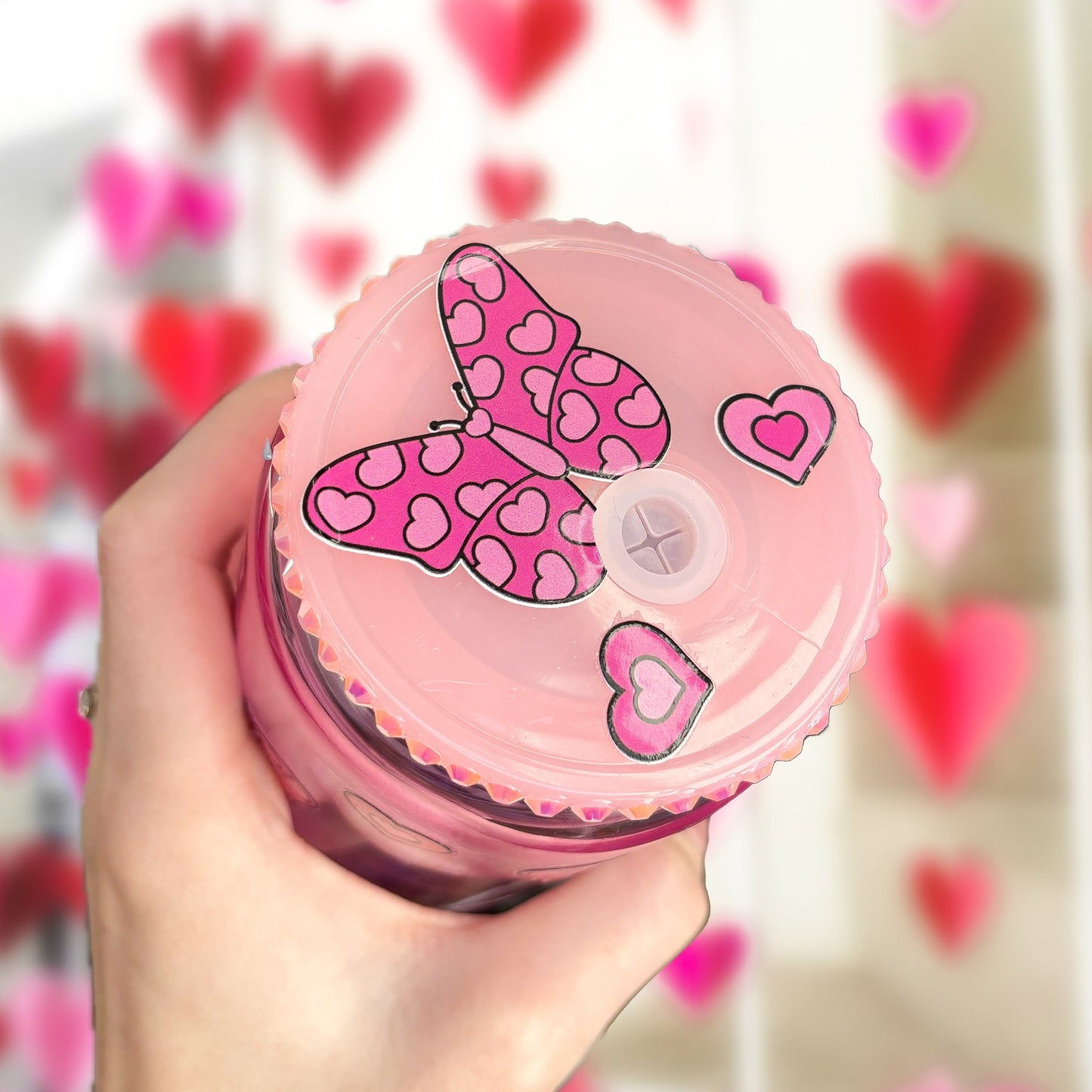 VALENTINE BUTTERFLY 16OZ JELLY GLASS CAN