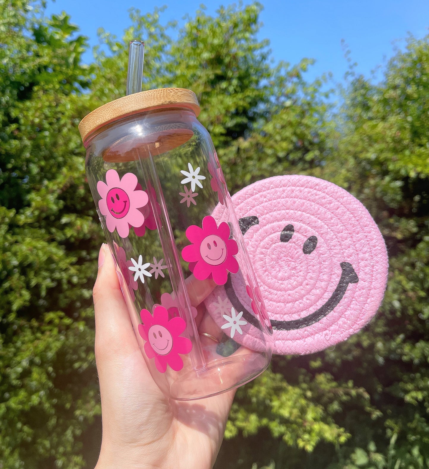 16OZ DAISY GLASS CAN