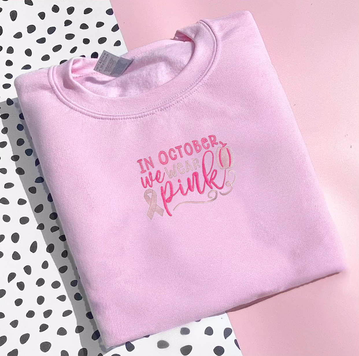BREAST CANCER EMBROIDERED CREWNECK/HOODIE
