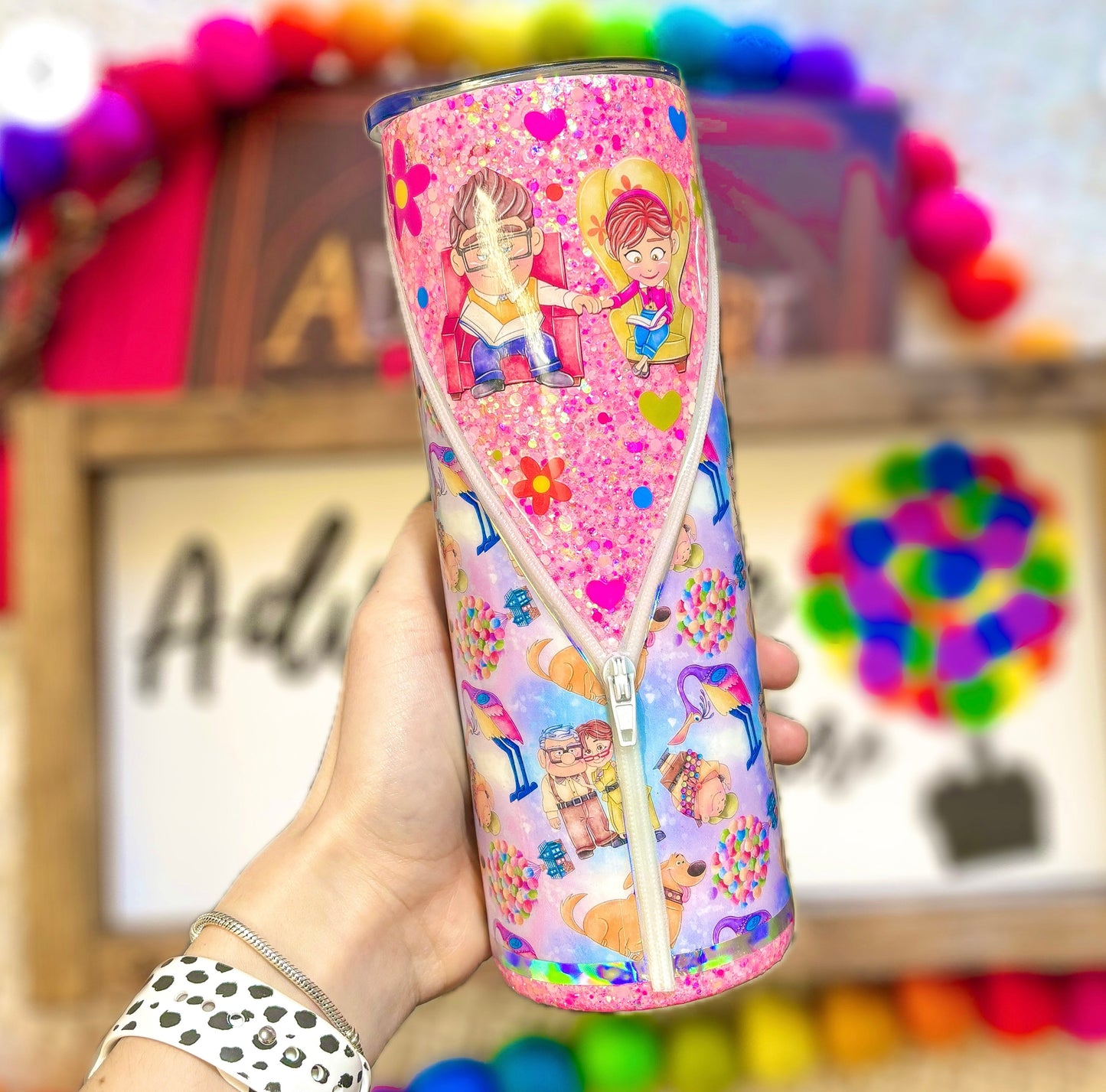 UP BALLOONS 20OZ GLITTER TUMBLER