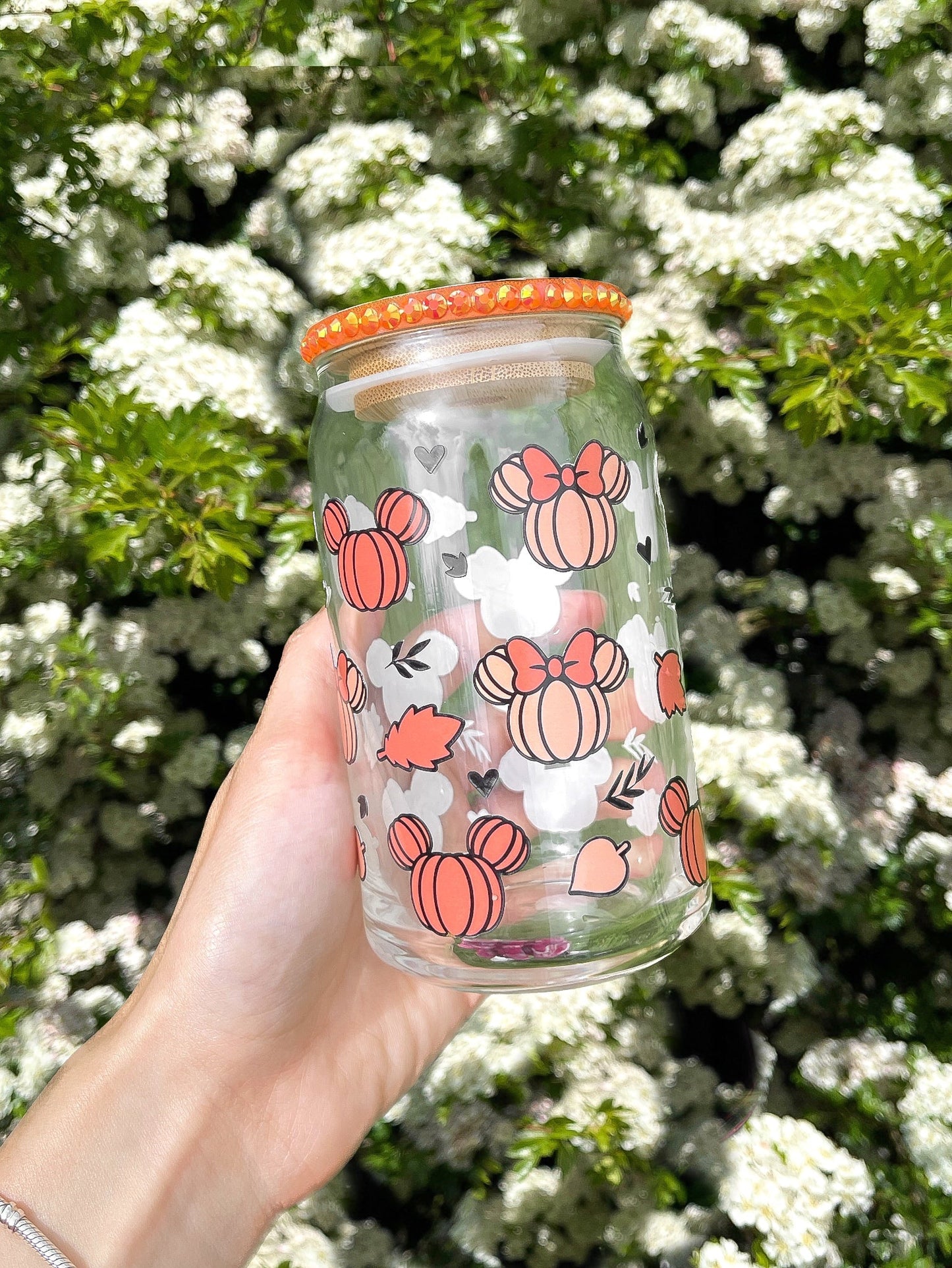 16OZ PUMPKIN GLASS CAN