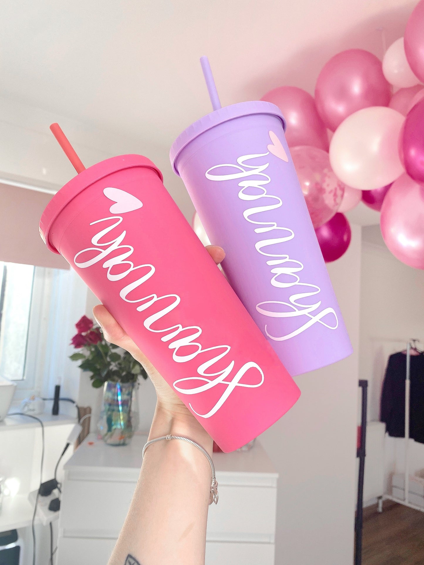 PERSONALISED 24OZ COLD CUP WITH STRAW