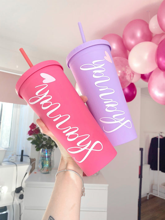 PERSONALISED 24OZ COLD CUP WITH STRAW