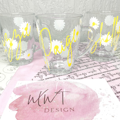 PERSONALISED DAISY GLASS MUG