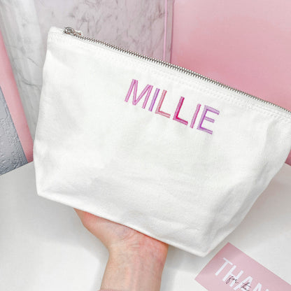 PERSONALISED EMBROIDERED CANVAS COSMETIC BAG
