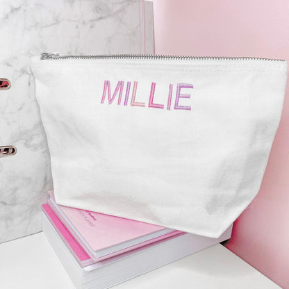 PERSONALISED EMBROIDERED CANVAS COSMETIC BAG